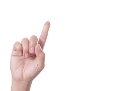 Hand holding adhesive first aid bandage, a medical plaster on white backgroundの写真素材