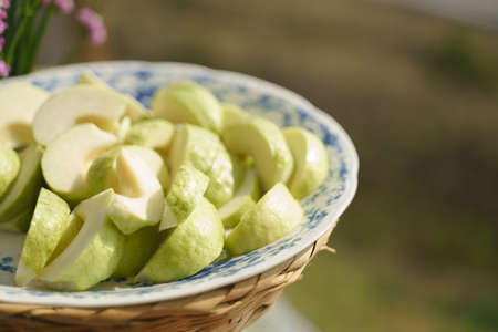 Sliced Thai guava served on dish
