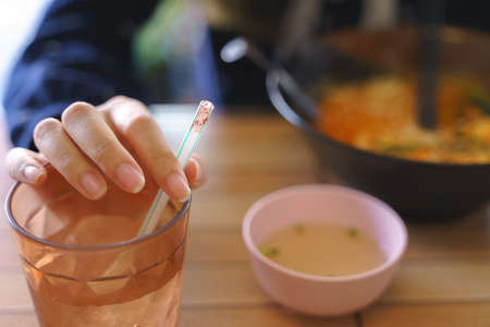 Lipstick mark remain on the straw while drinking water
