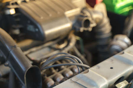 Liquid petroleum gas of LPG filter fuel system and injection to car engine with shaking and loud...