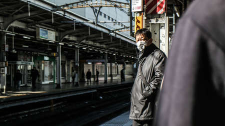 a man who sick and alone in japanのeditorial素材