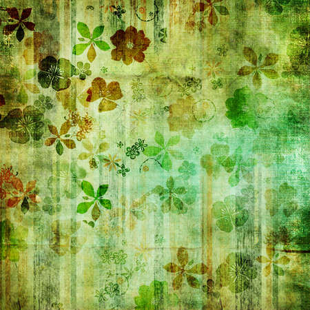 grungy green floral backgroundの写真素材