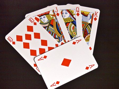 playing cards on a black backgroundのeditorial素材