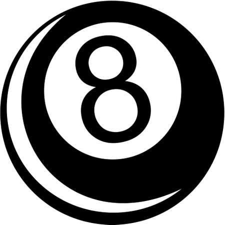 Stylized vector image of billiard 8-ball on white