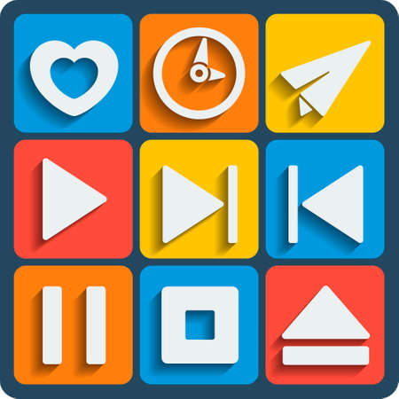 Set of 9 interface vector web and mobile icons in flat design.のイラスト素材