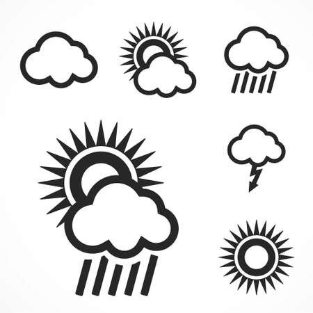 Set of 6 weather web and mobile icons in flat design.のイラスト素材