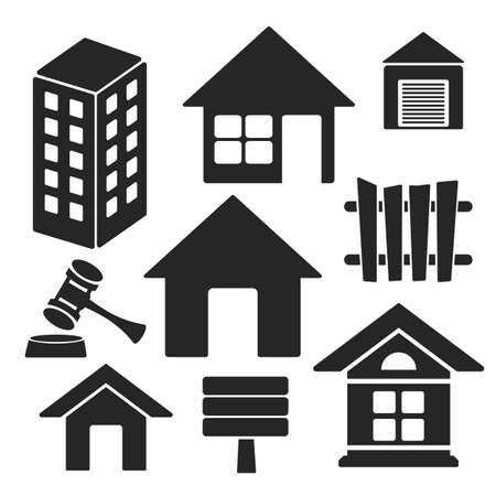 Set of interface universal web and mobile logo icons isolated on white. Real estate vector symbolsのイラスト素材