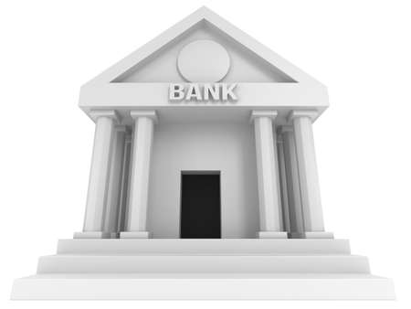 Bank building. 3D render icon isolated on white. Finance and credit concept.の写真素材