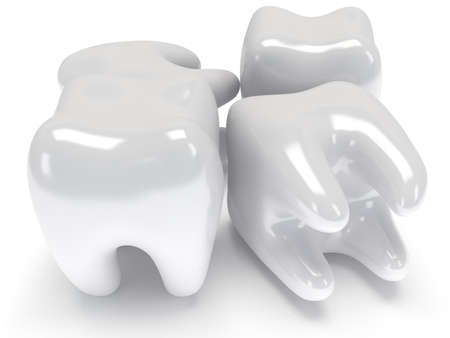 Teeth isolated on white background. 3D render. Dental, medicine, health concept.
