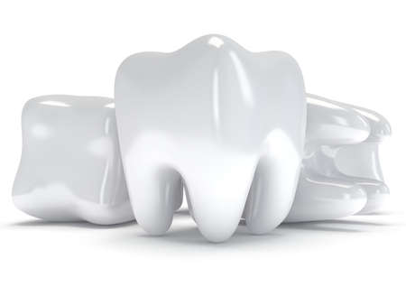 Teeth isolated on white background. 3D render. Dental, medicine, health concept.