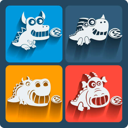 Set of dragon icons. Vector. Web and mobile animals icon.のイラスト素材