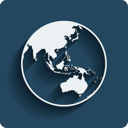 Earth planet globe web and mobile icon in flat design with long shadow. Vector.のイラスト素材