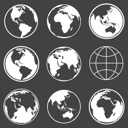 Set of earth planet globe iconsのイラスト素材