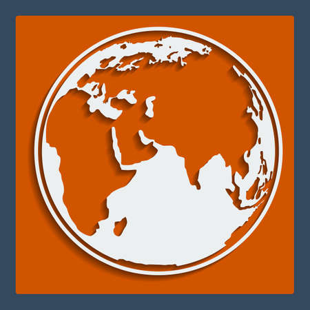 Earth planet globe web and mobile icon in flat design with long shadowのイラスト素材