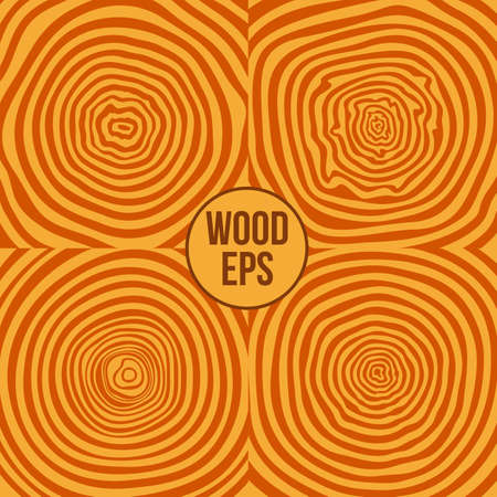 Set of four tree rings background and saw cut tree trunkのイラスト素材