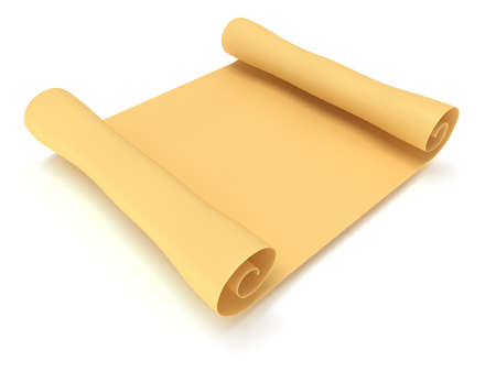 Blank scroll paper. Manuscript. 3d render isolated on whiteの写真素材