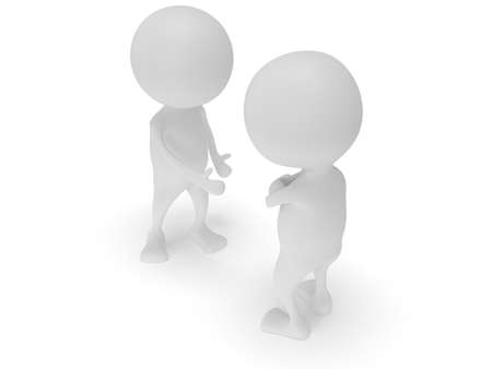 3d two white people do not shake hands. Render isolated on white. Handshake, folded arms, business, teamwork, partnership concept.の写真素材