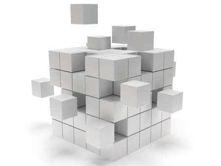 Cubes block. Assembling concept. Teamwork Business On white background. 3D render icon.の写真素材