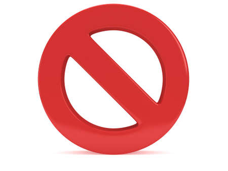 No Sign. Forbidden Prohibition. 3D render isolated on whiteの写真素材