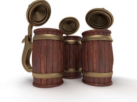 three toby jugs isolated on white 3d render