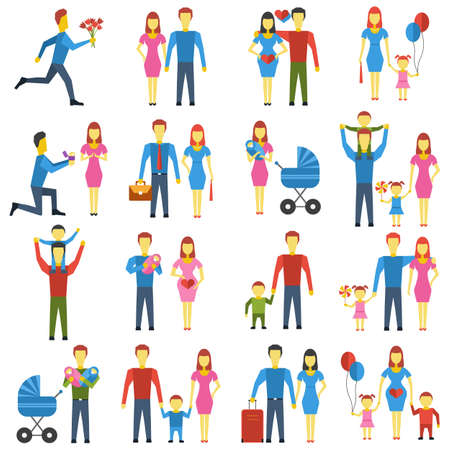 Family stylized icons set. のイラスト素材