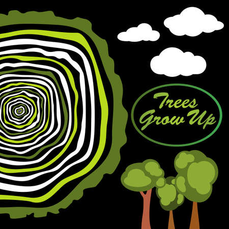 Trees grow up. Tree rings. Saw cut tree trunk vector.のイラスト素材
