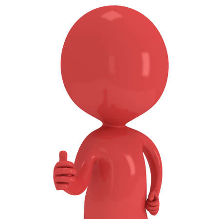 Red man showing thumbs up over white background. 3D render.の写真素材