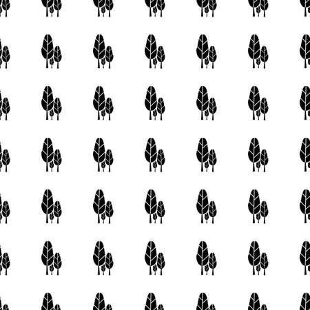 Tree vector icon seamless pattern, tiling ornament on white.のイラスト素材