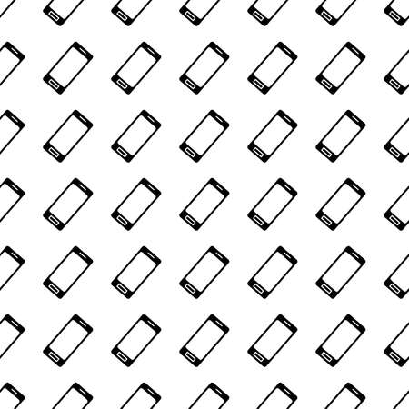 Smartphone  vector icon seamless pattern, tiling ornament on white.のイラスト素材