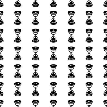 Hourglass, sandglass vector icon seamless pattern, tiling ornament on white.のイラスト素材