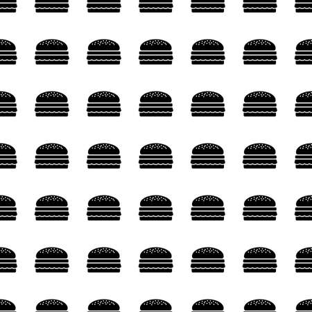 Hamburger vector icon seamless pattern, tiling ornament on white.のイラスト素材