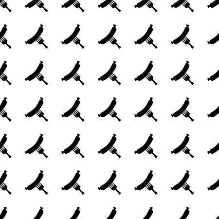 fork with sausage vector icon seamless pattern, tiling ornament on white.のイラスト素材