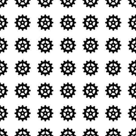 gear vector icon seamless pattern, tiling ornament on white.のイラスト素材