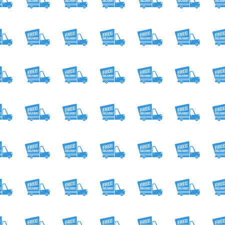 delivery van icon seamless pattern, tiling ornament on white.のイラスト素材