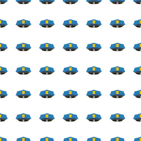 Police cap icon seamless pattern, tiling ornament on white.のイラスト素材