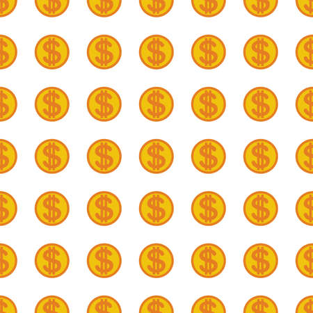 Dollars money coin icon seamless pattern, tiling ornament on white.のイラスト素材