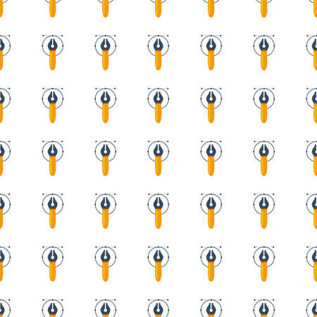 Fountain pen icon seamless pattern, tiling ornament on white.のイラスト素材