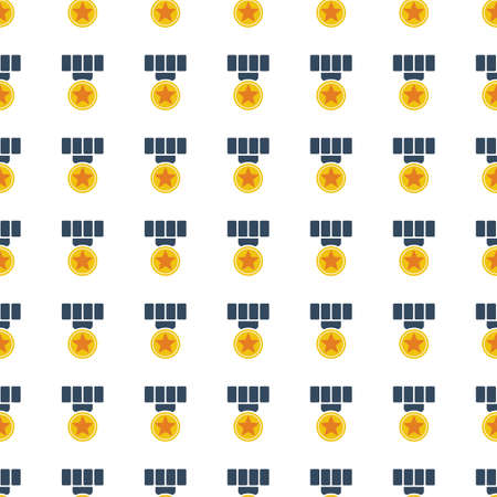 medal icon seamless pattern, tiling ornament on white.のイラスト素材
