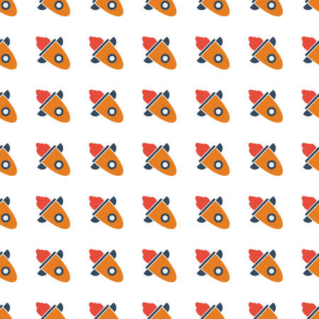 Rocket icon seamless pattern, tiling ornament on white.のイラスト素材