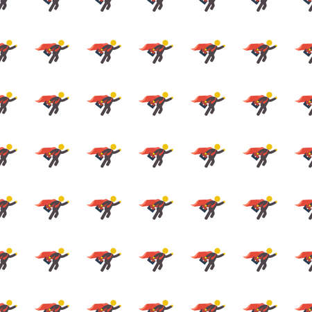 superhero icon seamless pattern, tiling ornament on white.のイラスト素材