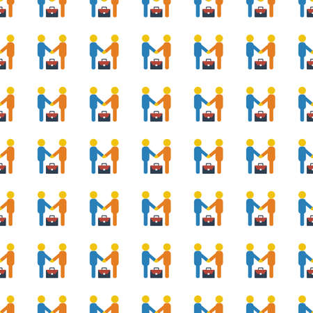 men with portfolio shake hands icon seamless pattern, tiling ornament on white.のイラスト素材