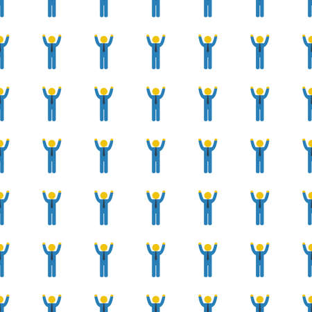Businessman icon seamless pattern, tiling ornament on white.のイラスト素材