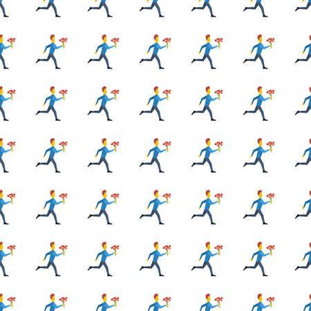 hurrying to date icon seamless pattern, tiling ornament on white.のイラスト素材