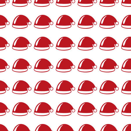 Santa Claus cap icon seamless pattern, tiling ornament on white.のイラスト素材