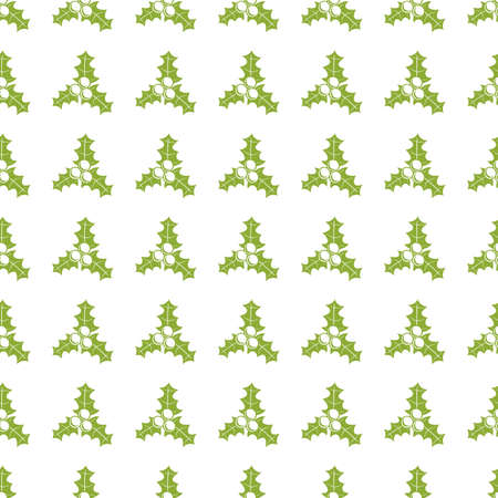 Holly berry icon seamless pattern, tiling ornament on white.のイラスト素材
