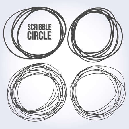 Set of 4 Hand Drawn Scribble Circlesのイラスト素材