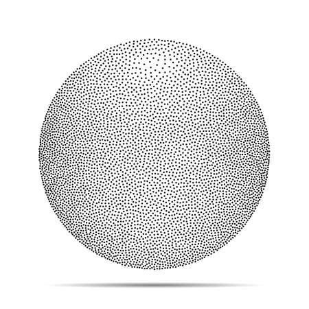 Dotwork Halftone 3D Sphere. Engraving Vector Illustration. Vintage Engraved Ballのイラスト素材