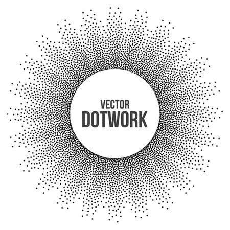 Dotwork Star Banner. Halftone Style Monochrome Gradient Illustration. Abstract Vector Background.のイラスト素材