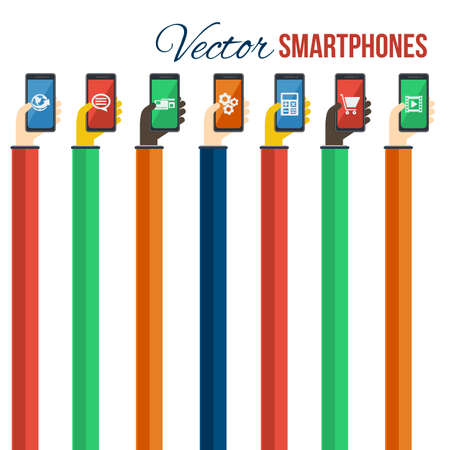 Smartphones in hands. のイラスト素材