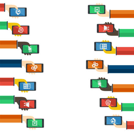Smartphones in hands. のイラスト素材